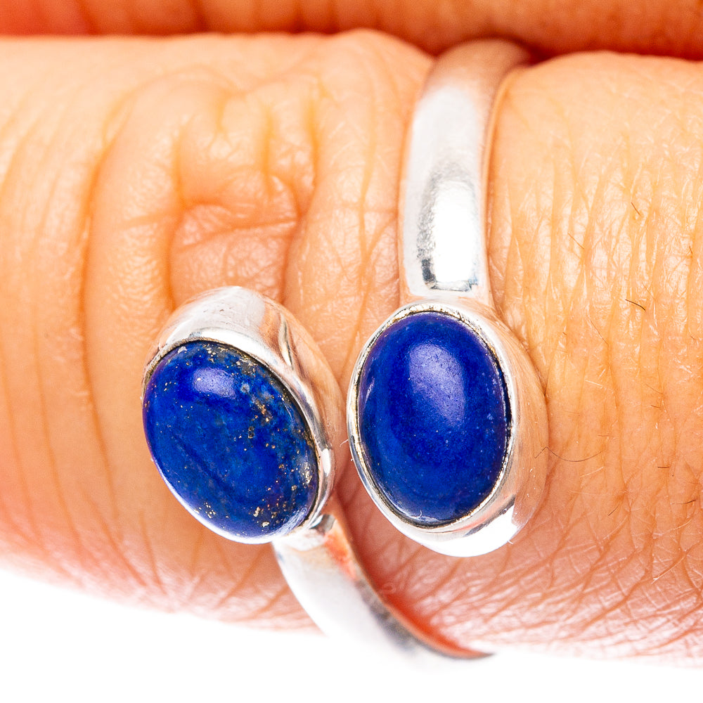 Lapis Lazuli Dainty Ring Size 8 Adjustable (925 Sterling Silver) R5697