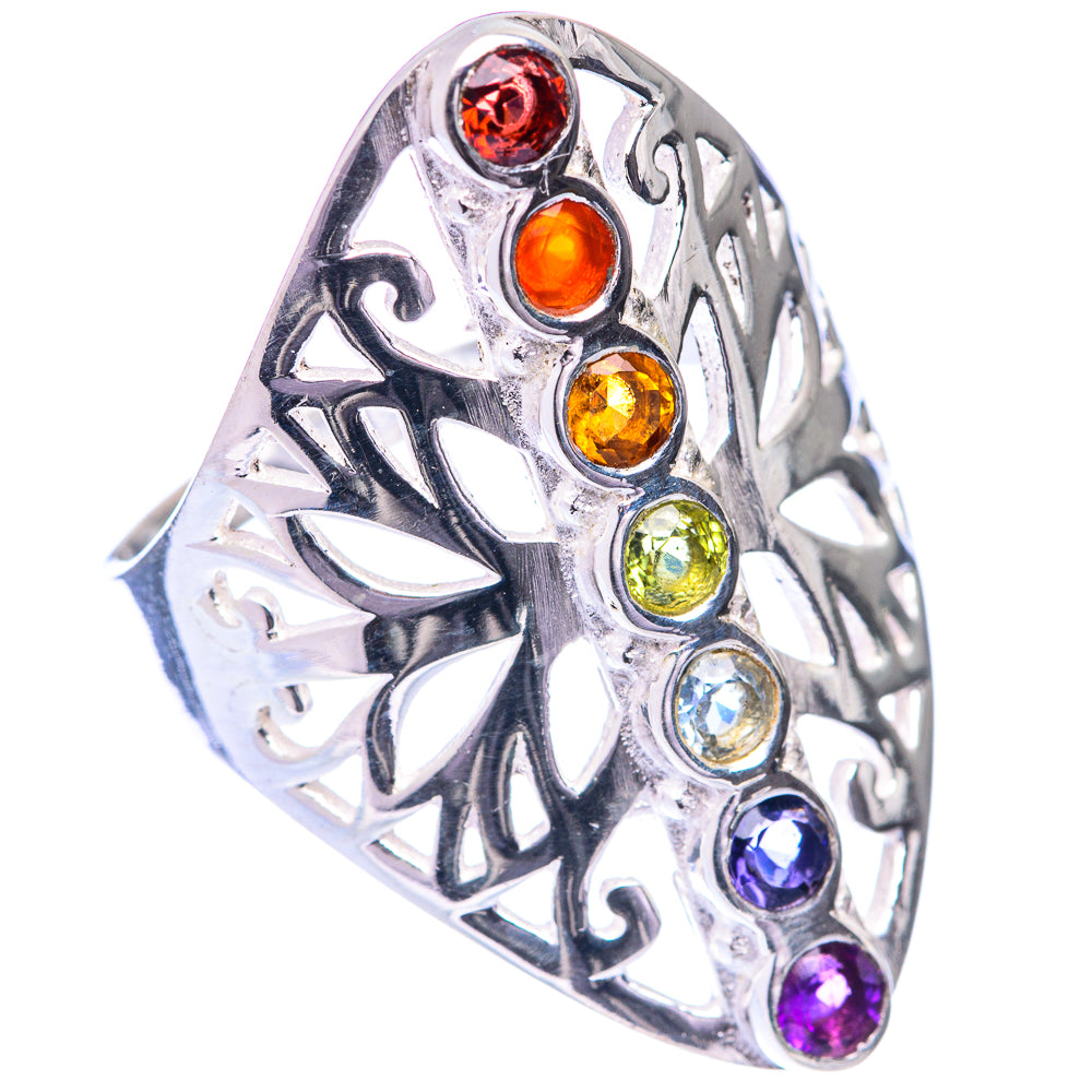 Rainbow Chakra Ring Size 9 (925 Sterling Silver) R140923