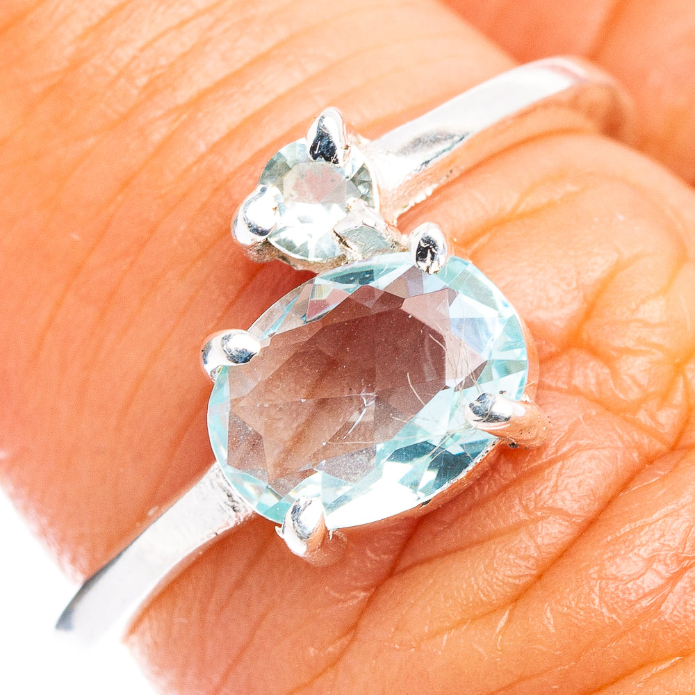 Blue Topaz Dainty Ring Size 6.5 (.925 Sterling Silver)