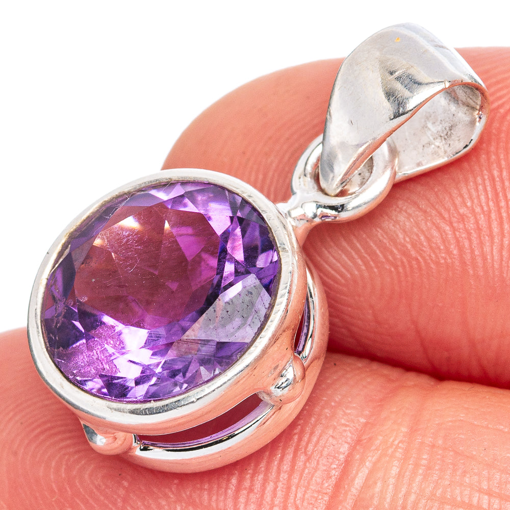 Value Faceted Amethyst Pendant 7/8" (925 Sterling Silver) P42036