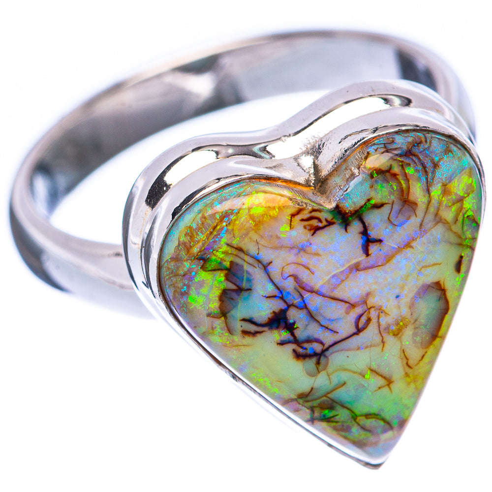 Rare Sterling Opal Heart Ring Size 7.5 (925 Sterling Silver) R2167