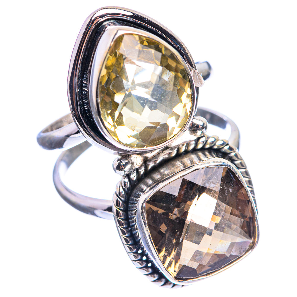 Large Smoky Quartz, Citrine Ring Size 7.5 (925 Sterling Silver) R143067