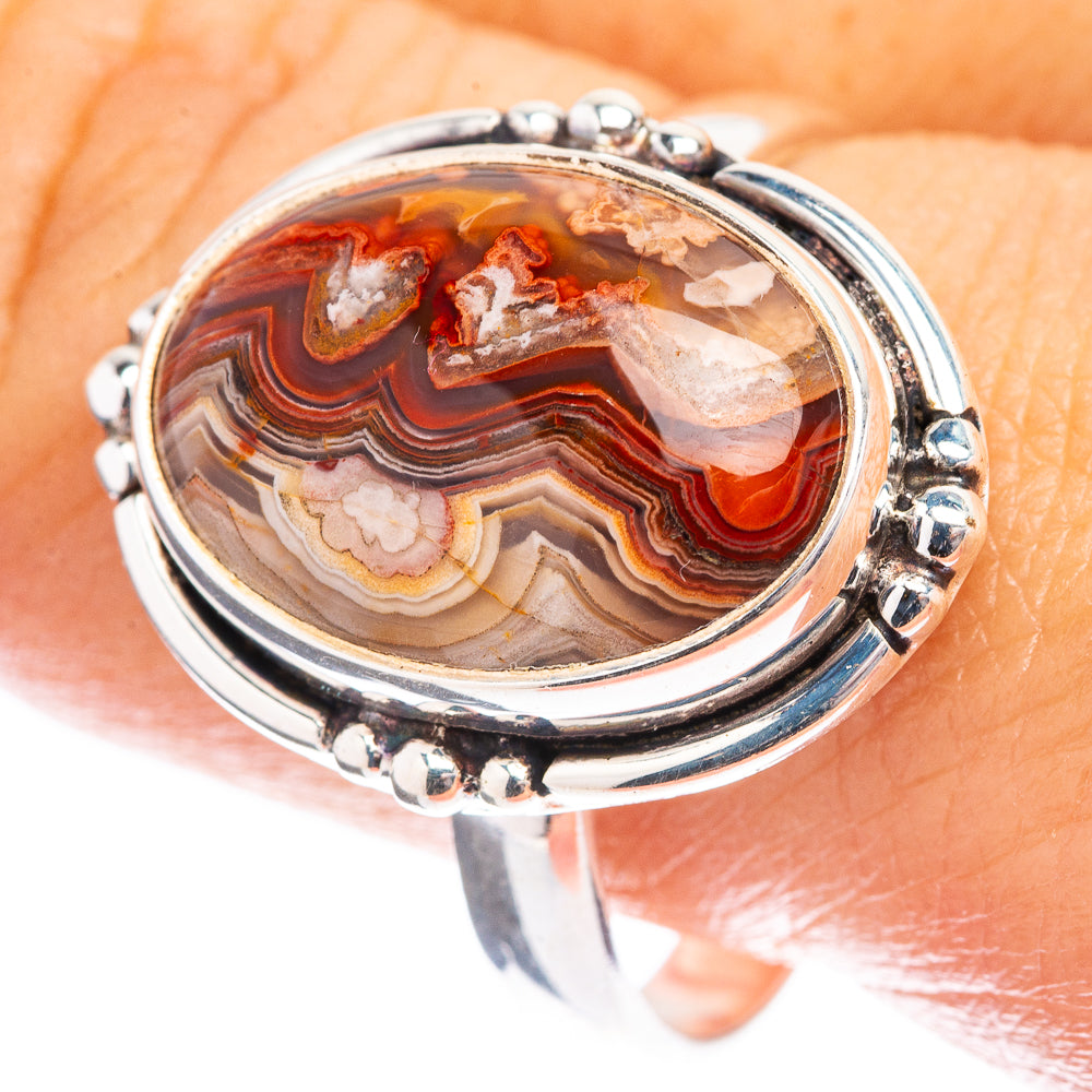 Crazy Lace Agate Ring Size 11.5 (925 Sterling Silver) R142654