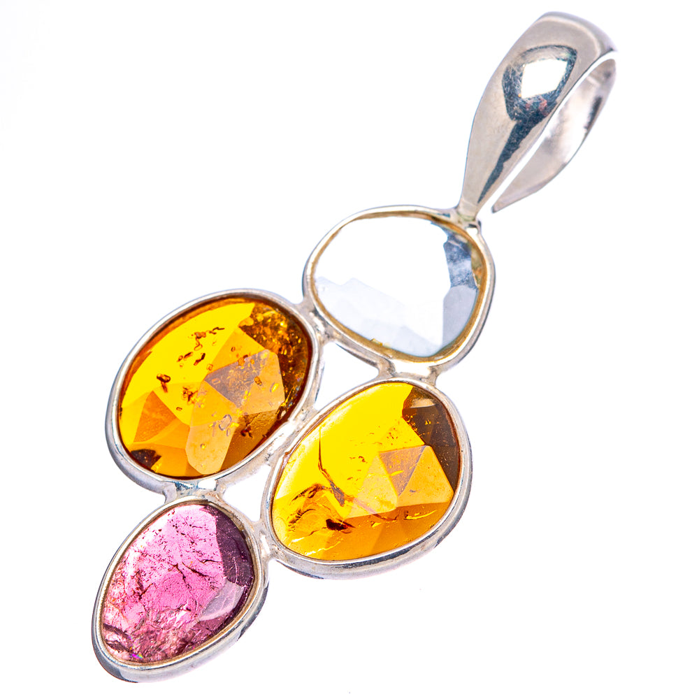 Rare Faceted Tourmaline Pendant 1 1/4" (.925 Sterling Silver)