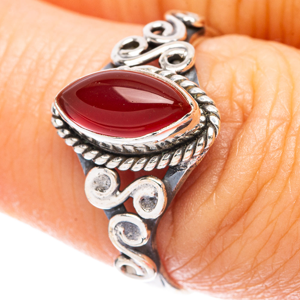 Carnelian Dainty Ring Size 7.75 (925 Sterling Silver) R5788