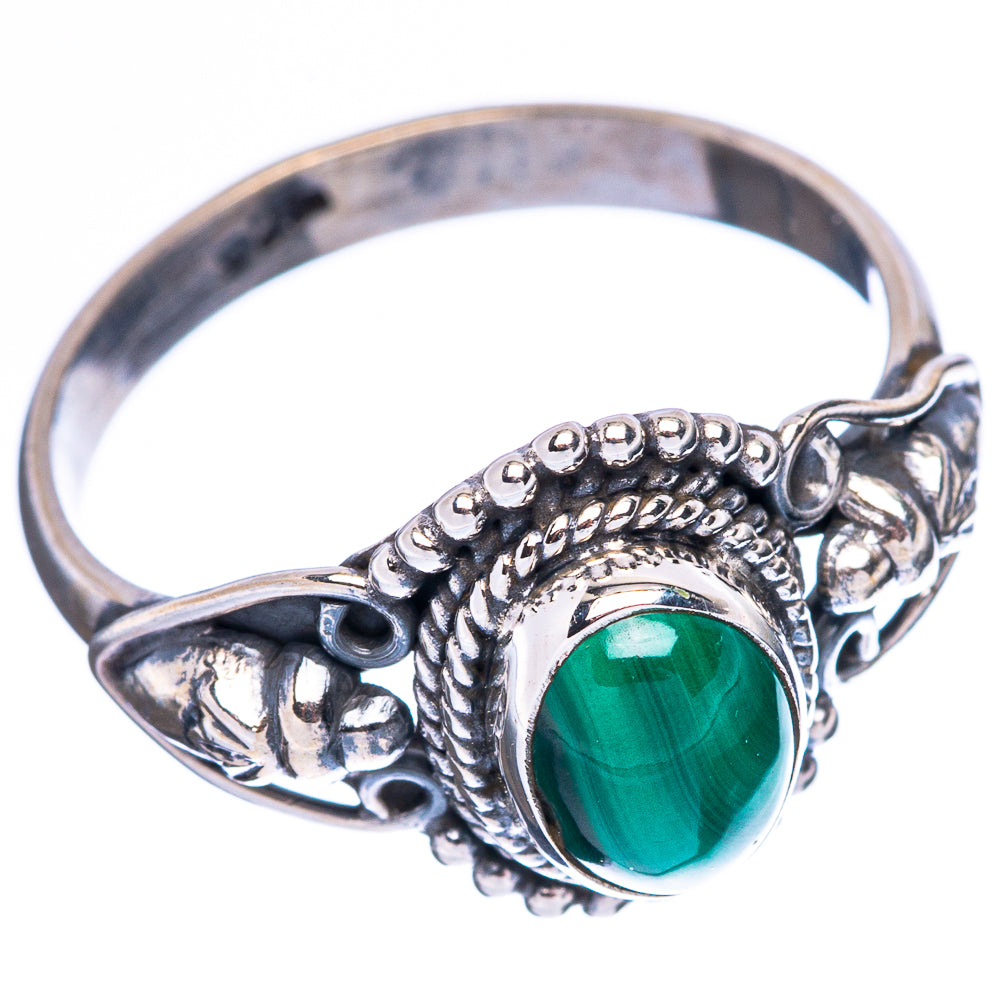 Malachite Dainty Ring Size 8 (925 Sterling Silver) R5102