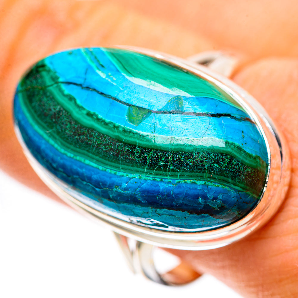 Large Malachite In Chrysocolla 925 Sterling Silver Ring Size 10.75 (925 Sterling Silver) RING139491