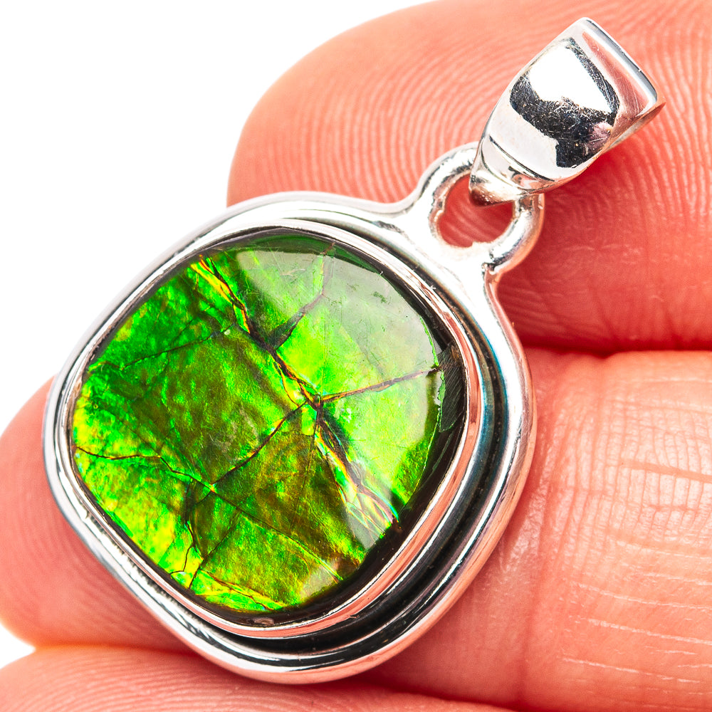 Premium Canadian Ammolite Pendant 1 1/8" (.925 Sterling Silver)