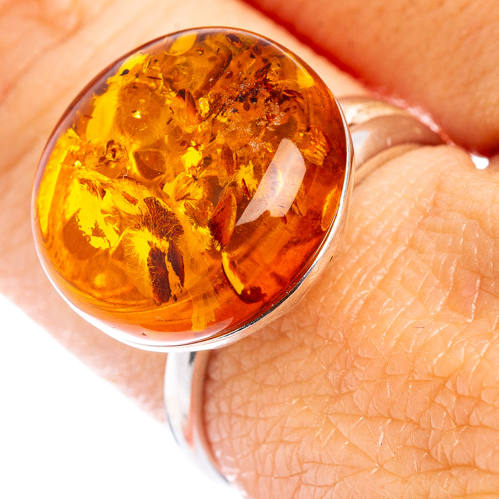 Baltic Amber Ring Size 7 Adjustable (.925 Sterling Silver)