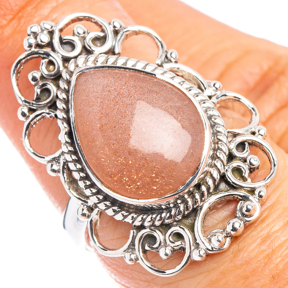 Premium Peach Moonstone Ring Size 6.75 (.925 Sterling Silver)