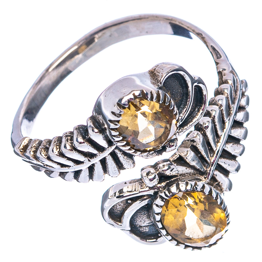 Faceted Citrine Ring Size 7 Adjustable (.925 Sterling Silver)
