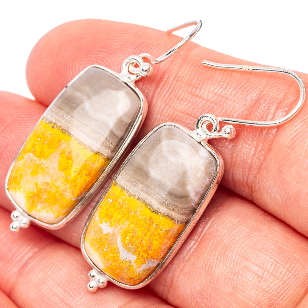 Bumble Bee Jasper Earrings 1 5/8" (925 Sterling Silver) E1481