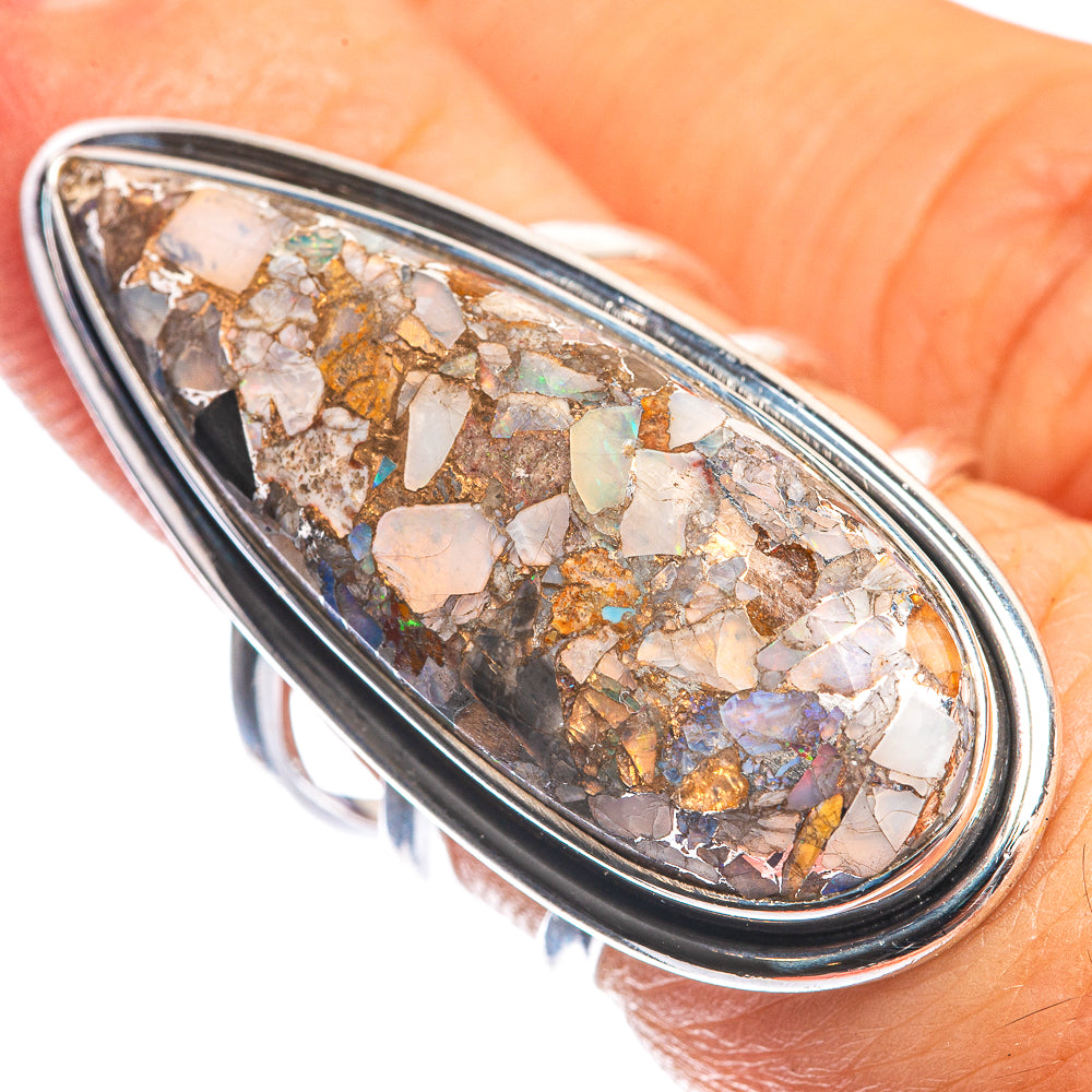Large Brecciated Ethiopian Opal 925 Sterling Silver Ring Size 6