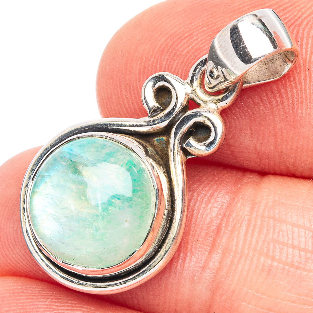 Green Moonstone Pendant 1 1/8" (925 Sterling Silver) P44715
