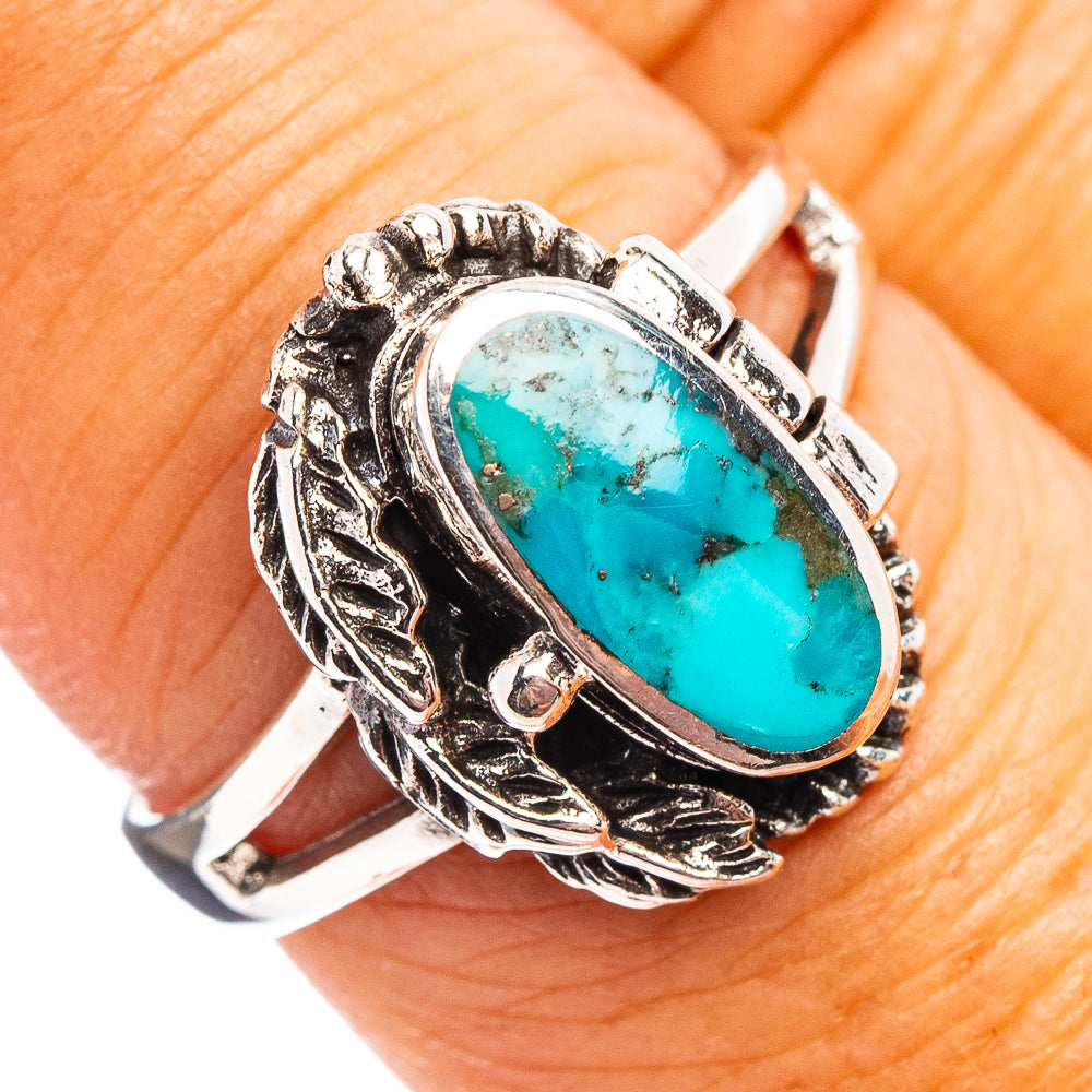 Native Style Mohave Turquoise Poison Ring Ring Size 7.5 (.925 Sterling Silver)