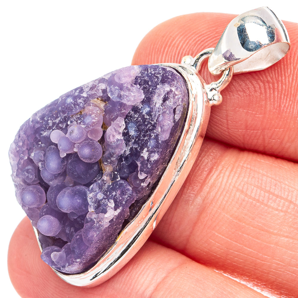 Rare Grape Agate (Chalcedony) Pendant 1 5/8" (925 Sterling Silver) P45192