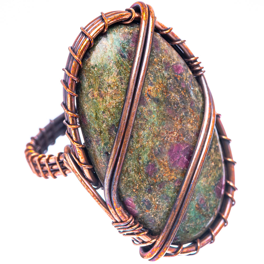 Ruby Fuchsite Ring Size 8.5 (Oxidized Copper)