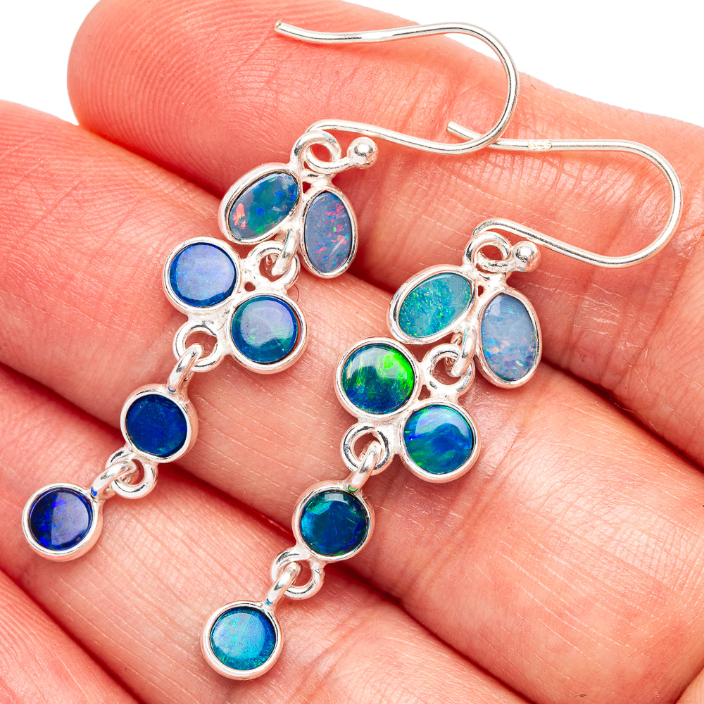 Doublet Opal Earrings 1 3/4" (925 Sterling Silver) E2361