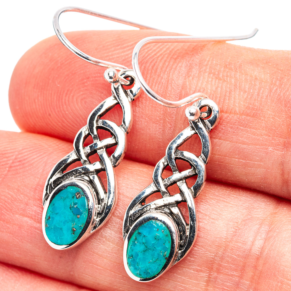 Native Style Mohave Turquoise Earrings 1 1/4" (.925 Sterling Silver)