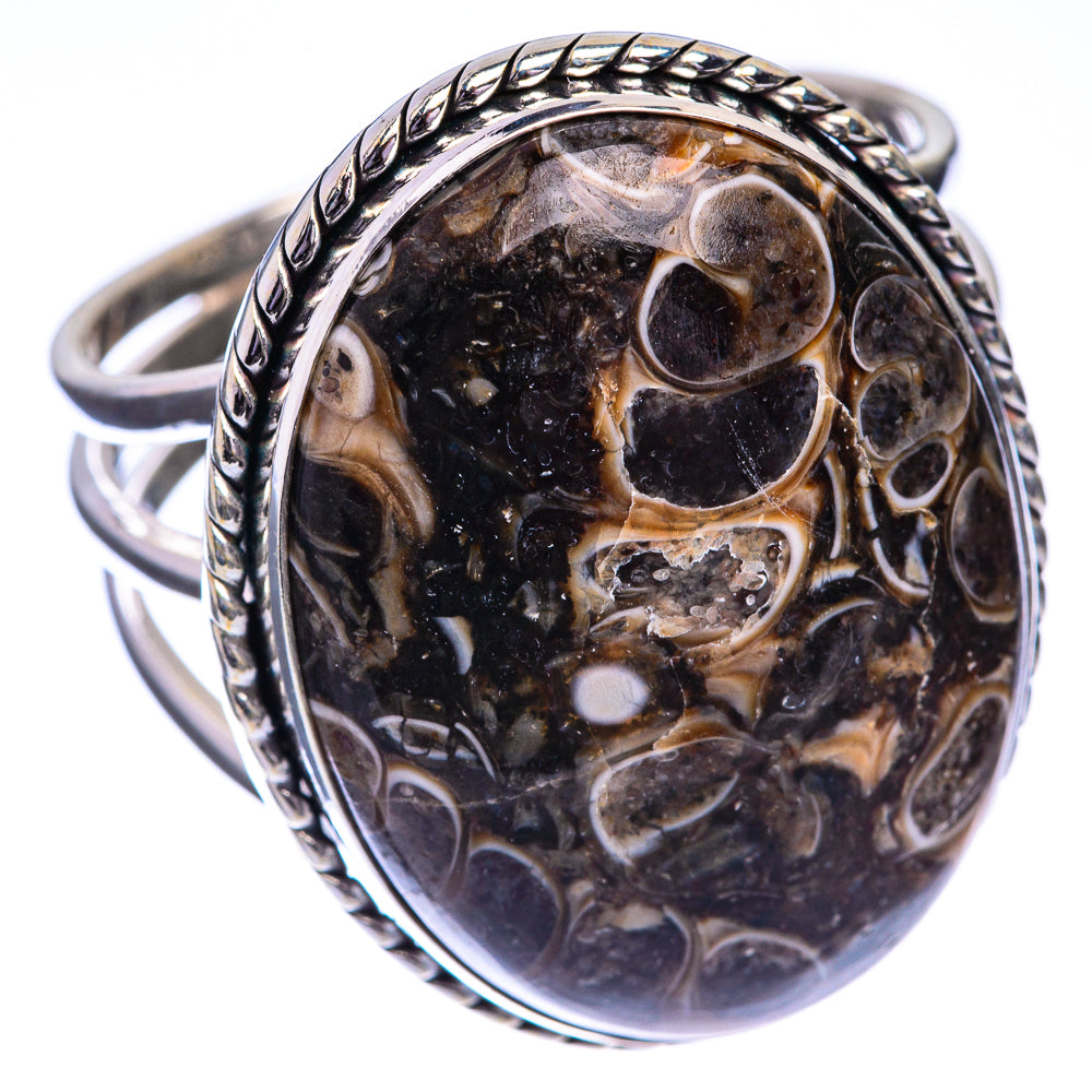 Huge Turritella Agate Ring Size 14.5 (925 Sterling Silver) RING143347