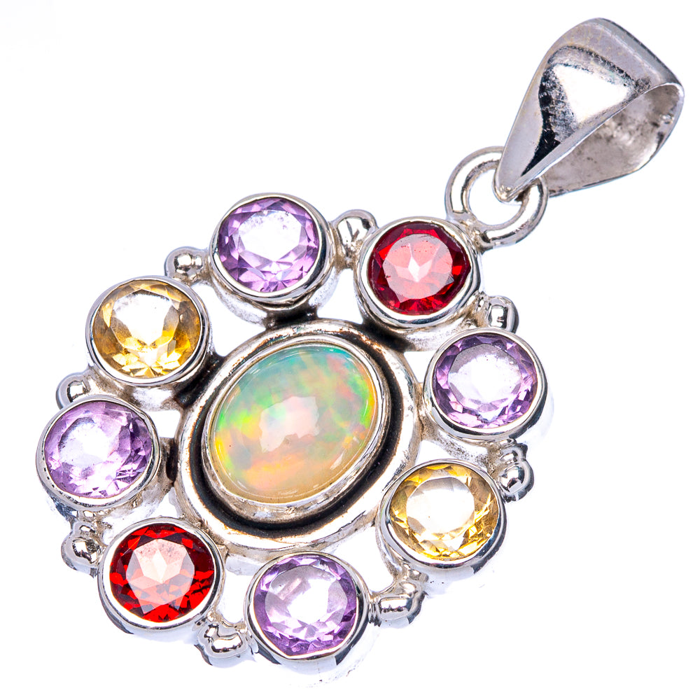 Rare Ethiopian Opal, Amethyst, Citrine, Garnet Pendant 1 1/2" (925 Sterling Silver) P40981