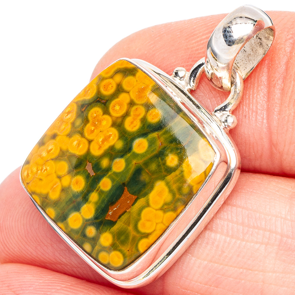 Ocean Jasper Pendant 1 1/8" (.925 Sterling Silver)