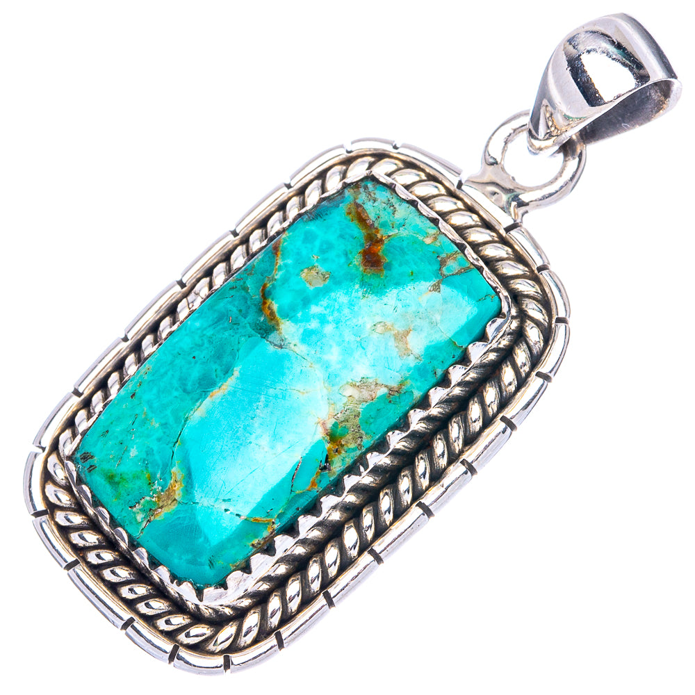Rare Arizona Turquoise 925 Sterling Silver Pendant 1 3/8" (925 Sterling Silver) P41947