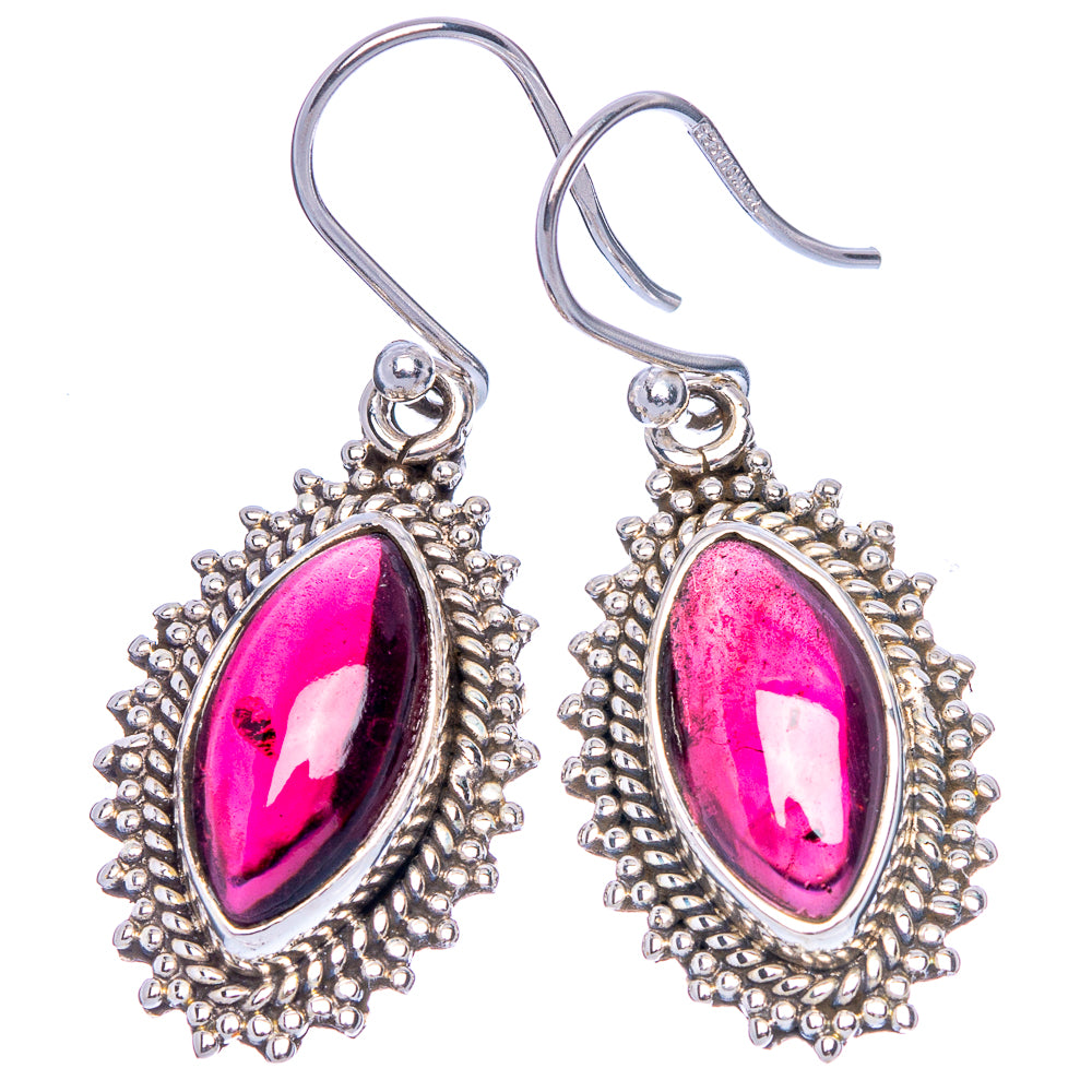 Garnet Earrings 1 3/8" (925 Sterling Silver) E433460