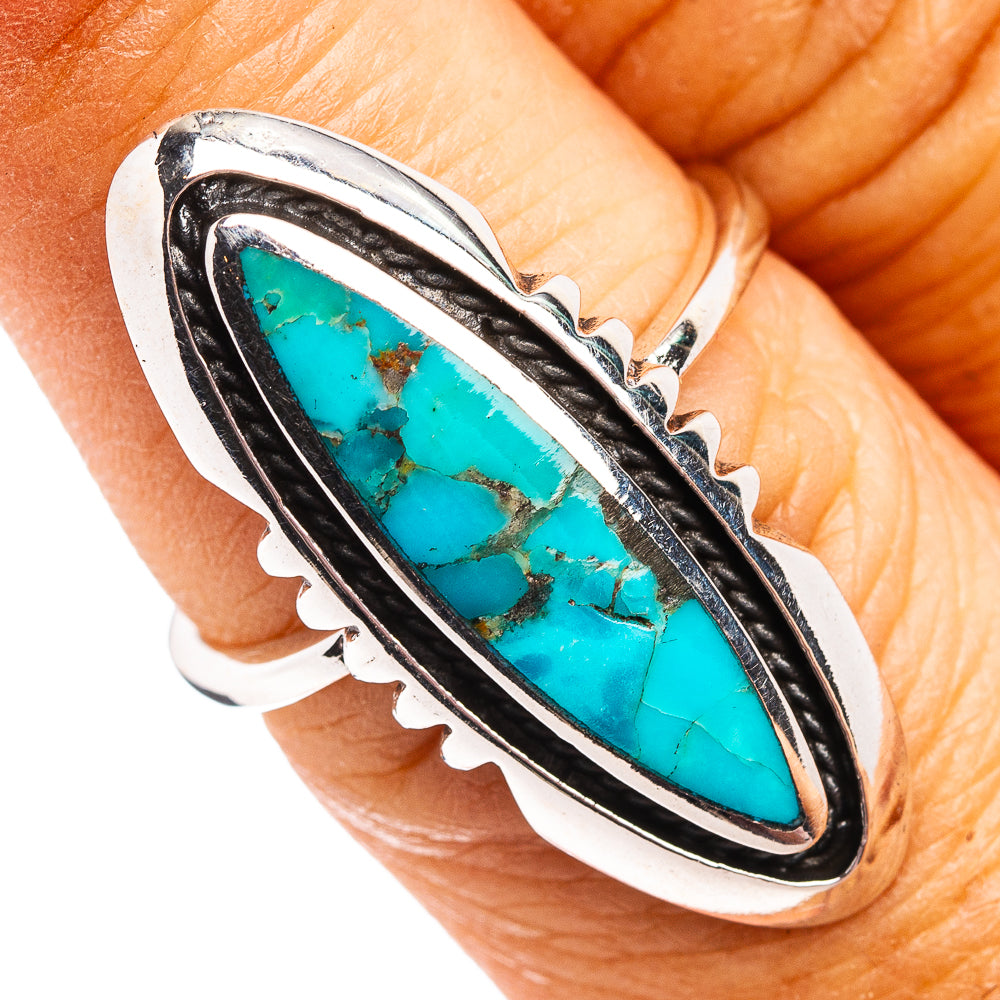 Native Style Mohave Turquoise Ring Size 6.5 (.925 Sterling Silver)