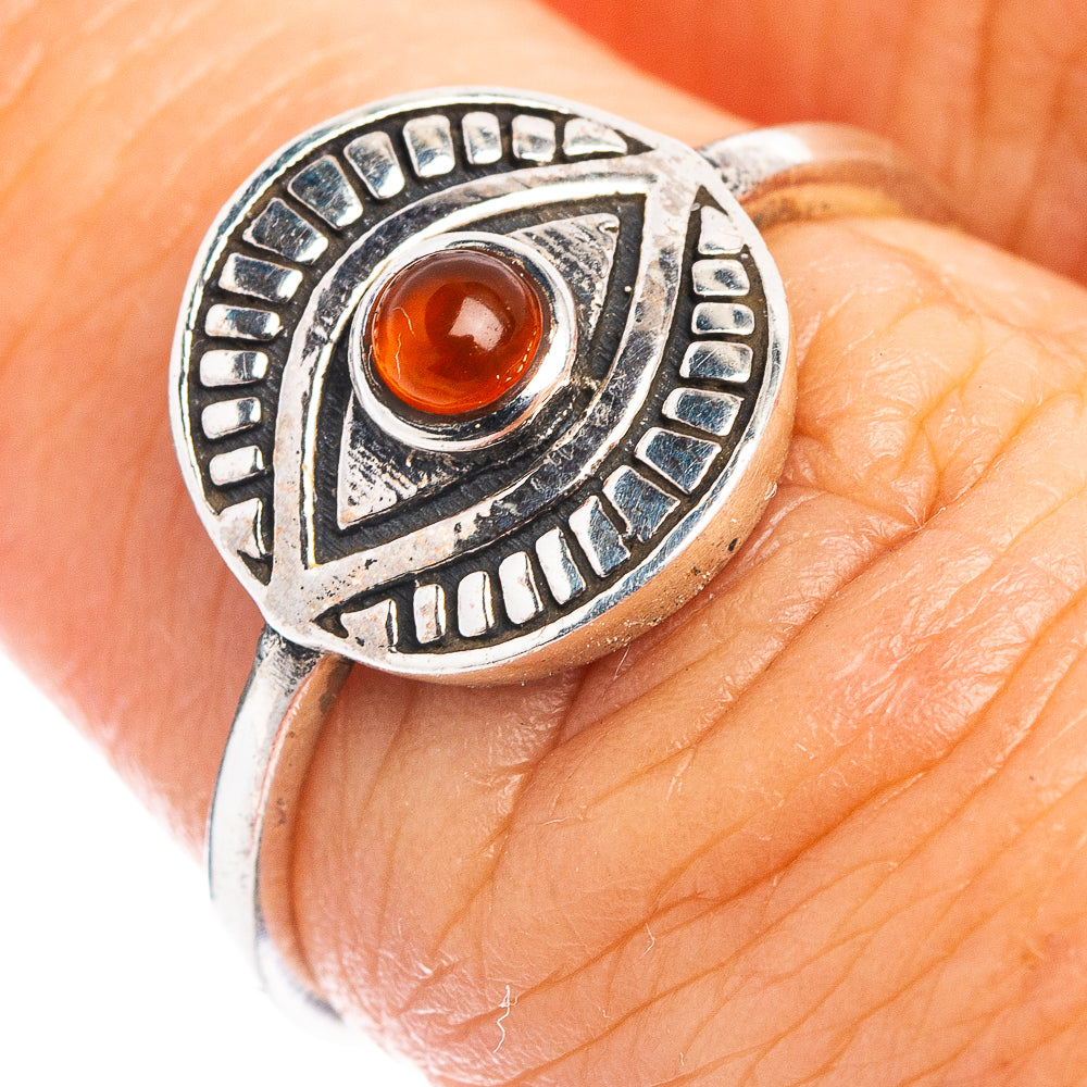 Carnelian Eye Dainty Ring Size 6.75 (.925 Sterling Silver)