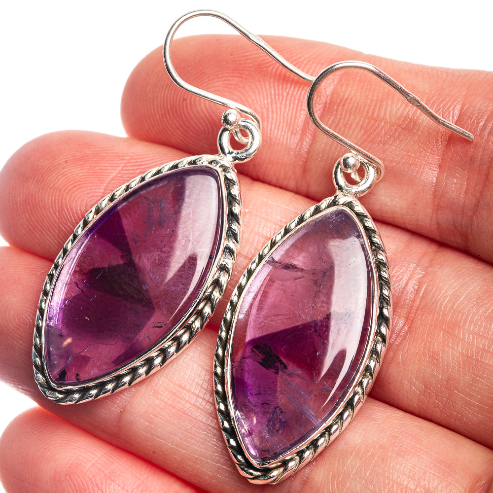 Star Amethyst Earrings 1 3/4" (925 Sterling Silver) E432998
