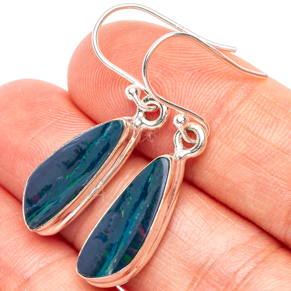 Rare Doublet Opal Earrings 1 3/8" (925 Sterling Silver) E2314