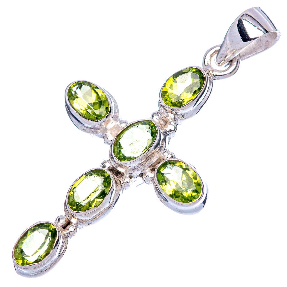 Peridot Cross Pendants 1 5/8" (925 Sterling Silver) P42363