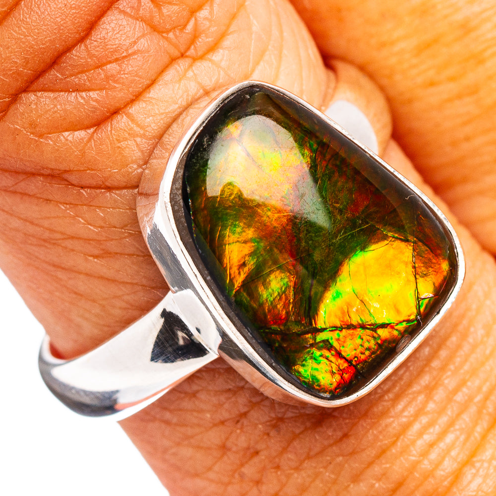 Premium Canadian Ammolite Ring Size 8.75 (.925 Sterling Silver)