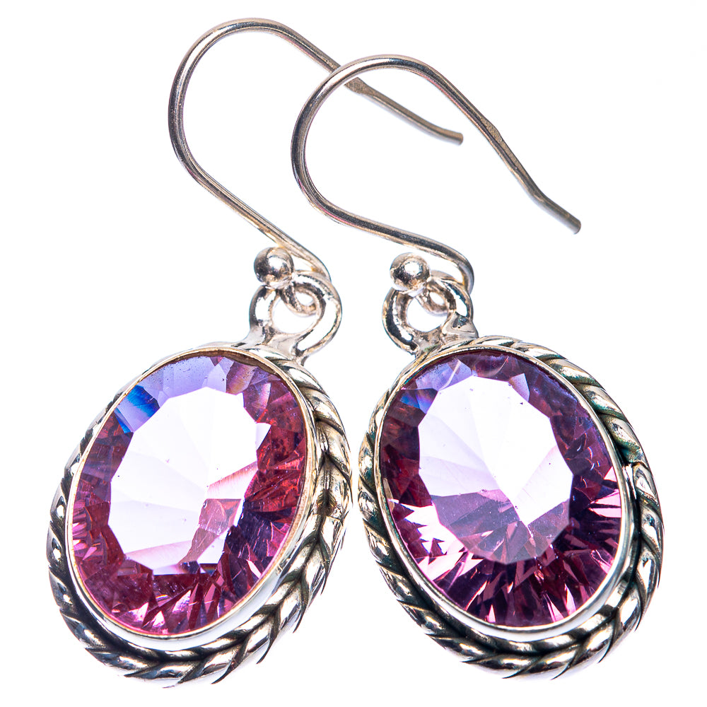 Faceted Color Change Alexandrite (Lab.) Earrings 1 3/8" (925 Sterling Silver) E432626