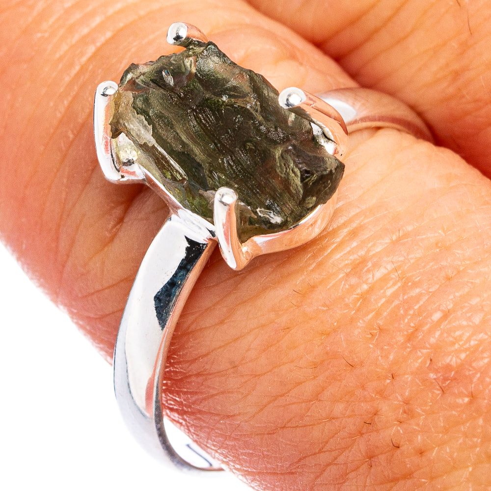 Rare Moldavite Ring Size 10 (.925 Sterling Silver)