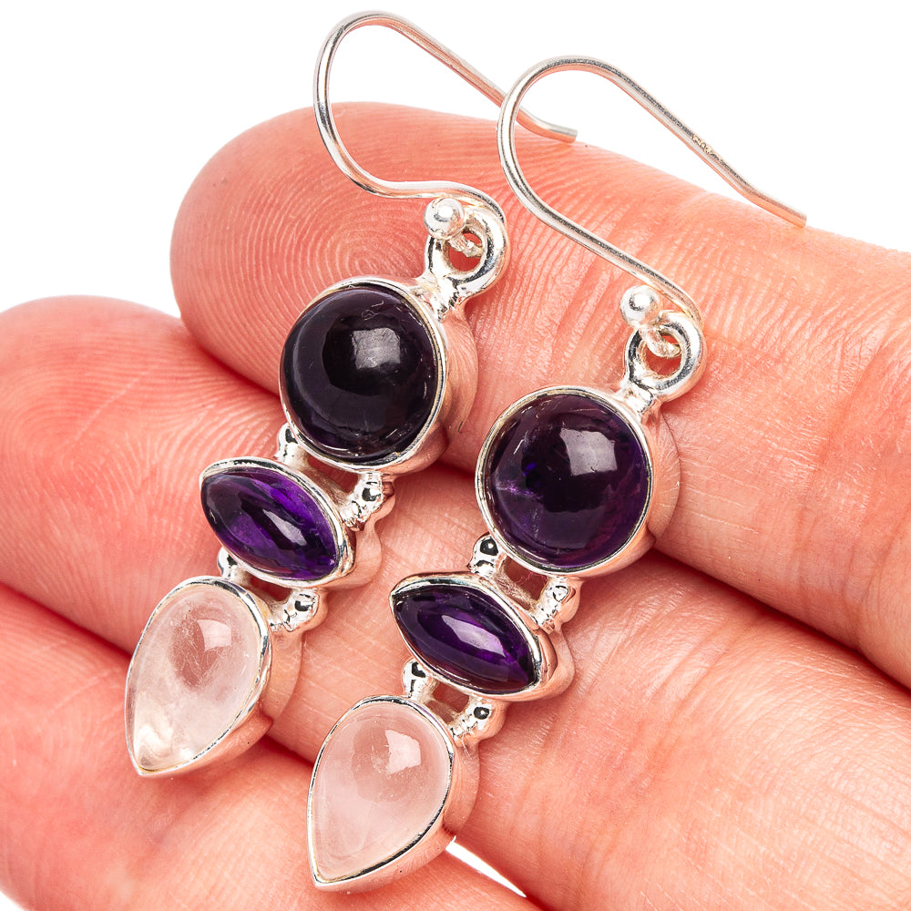 Amethyst 925 Sterling Silver Earrings 1 5/8" (925 Sterling Silver) E2103