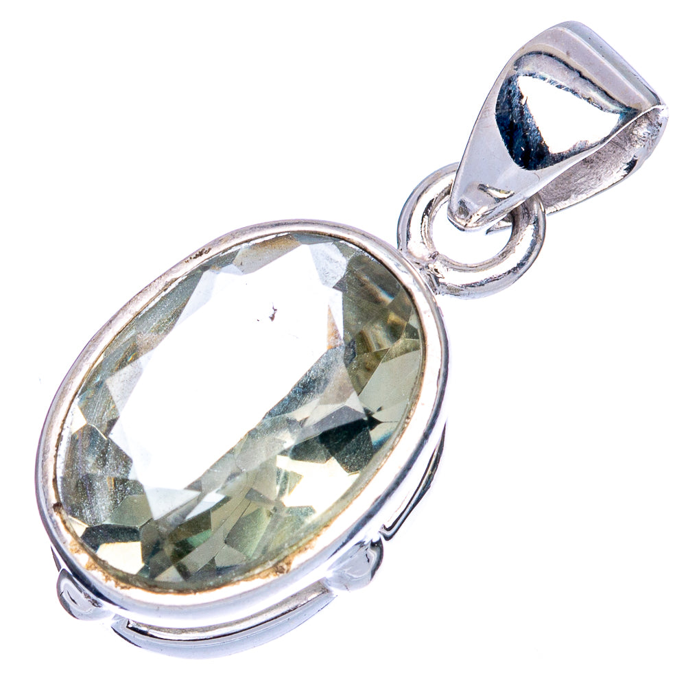 Value Faceted Green Amethyst Pendant 1 1/8" (925 Sterling Silver) P42019