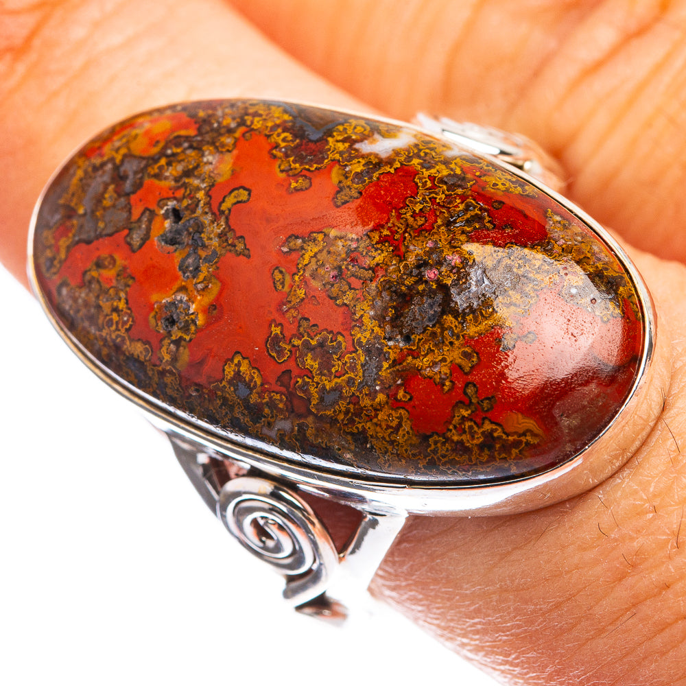 Large Moroccan Agate Ring Size 8 (925 Sterling Silver) R143035