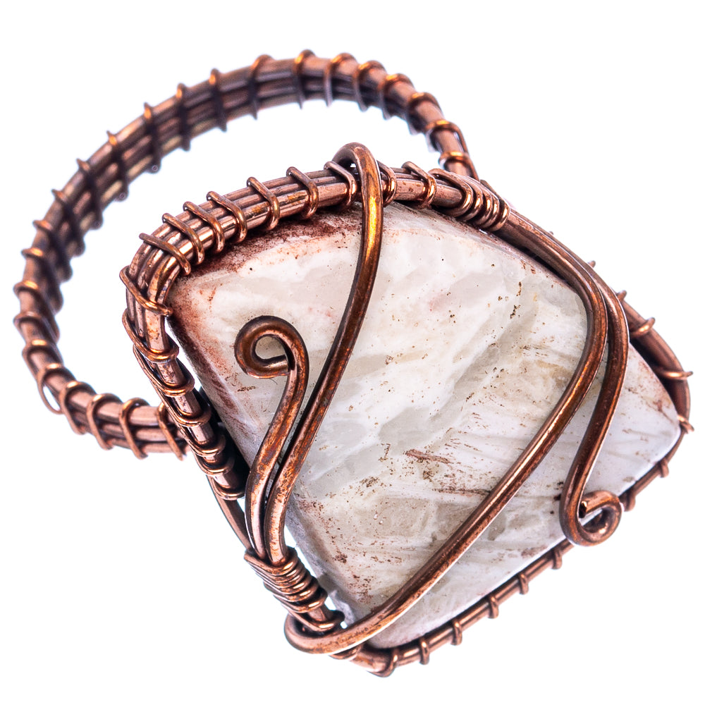 Turkish Tube Agate Wire Wrap Ring Size 8 (Oxidized Copper)