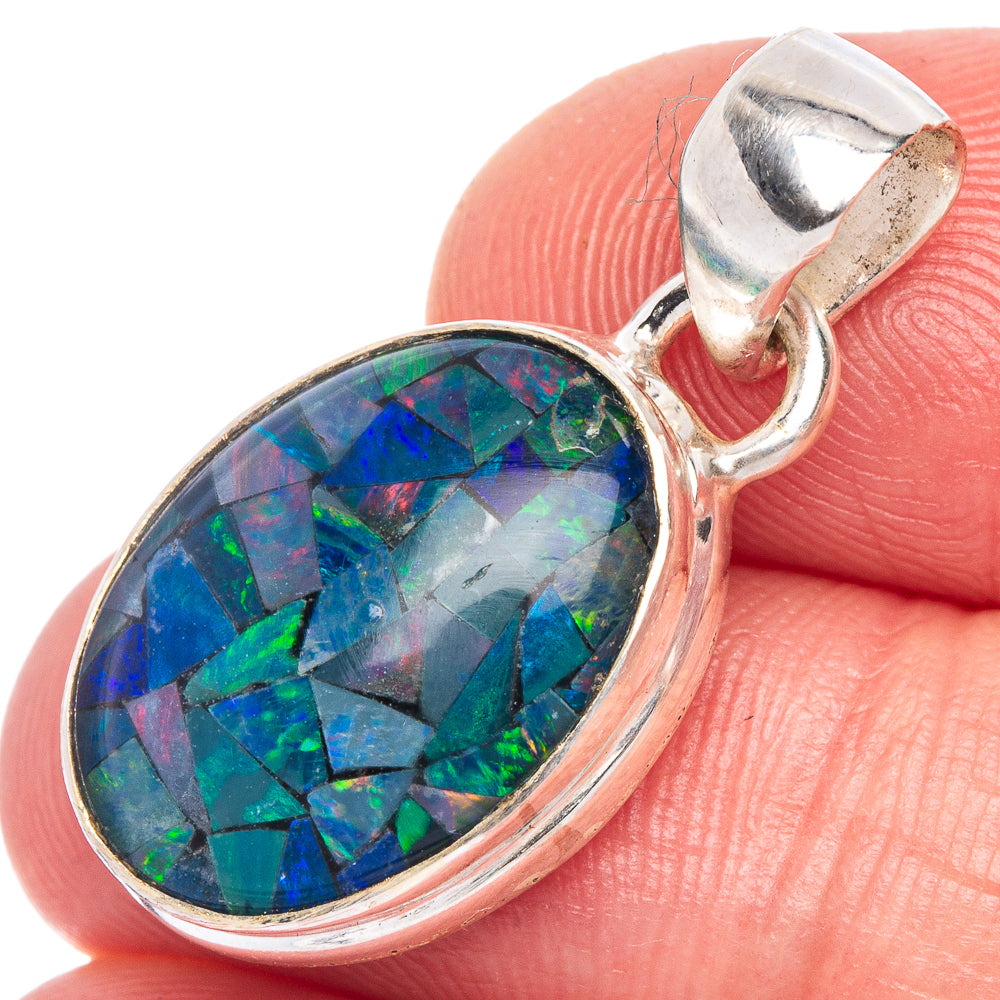 Rare Triplet Opal Pendant 1 1/8" (925 Sterling Silver) P40477
