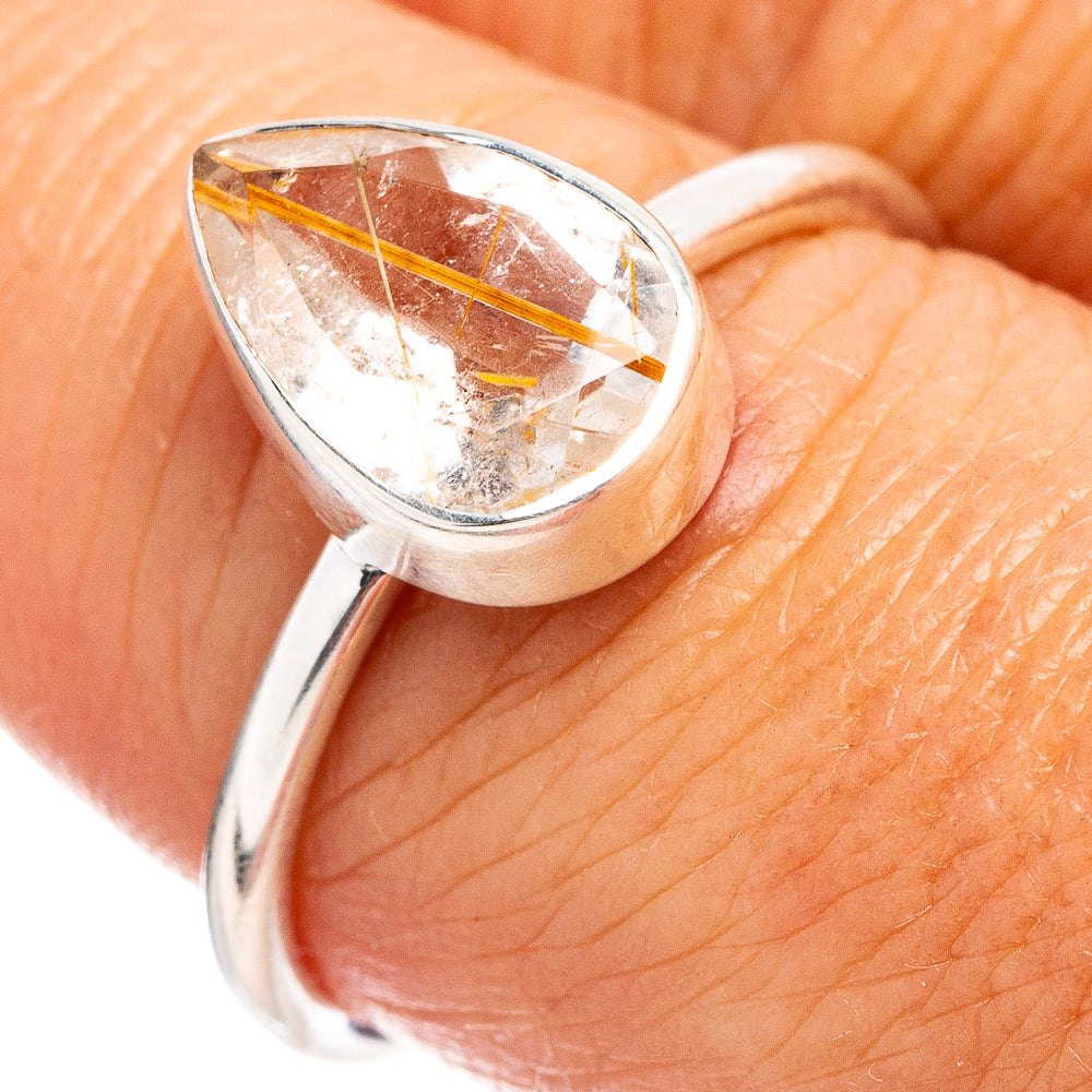Rutilated Quartz Ring Size 7.75 (.925 Sterling Silver)