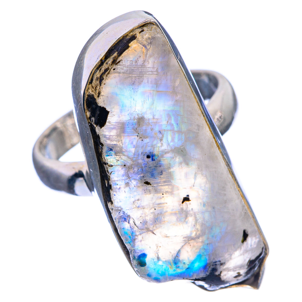 Raw Rainbow Moonstone Ring Size 7.5 (925 Sterling Silver) R142418