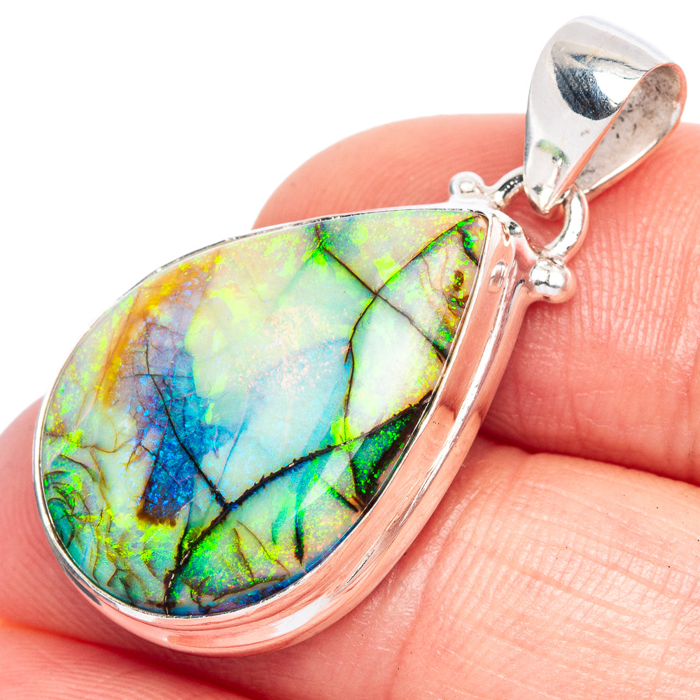 Rare Sterling Opal Pendant 1 3/8" (925 Sterling Silver) P41565