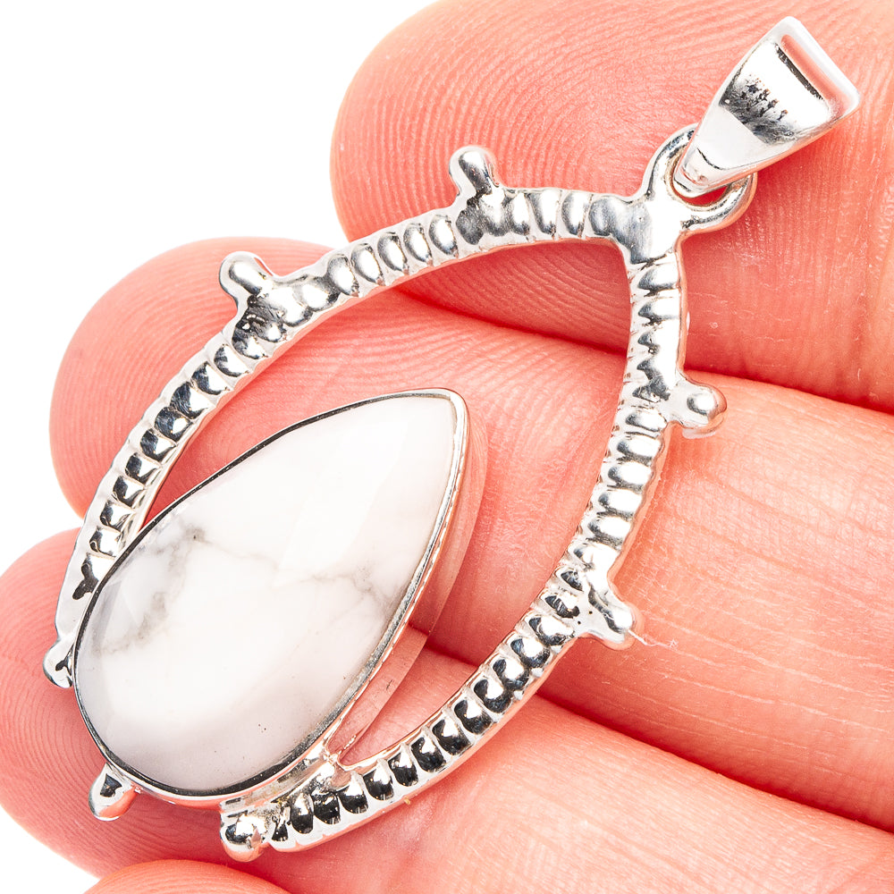 Howlite 925 Sterling Silver Premium Pendants 1 5/8" (925 Sterling Silver) P43743