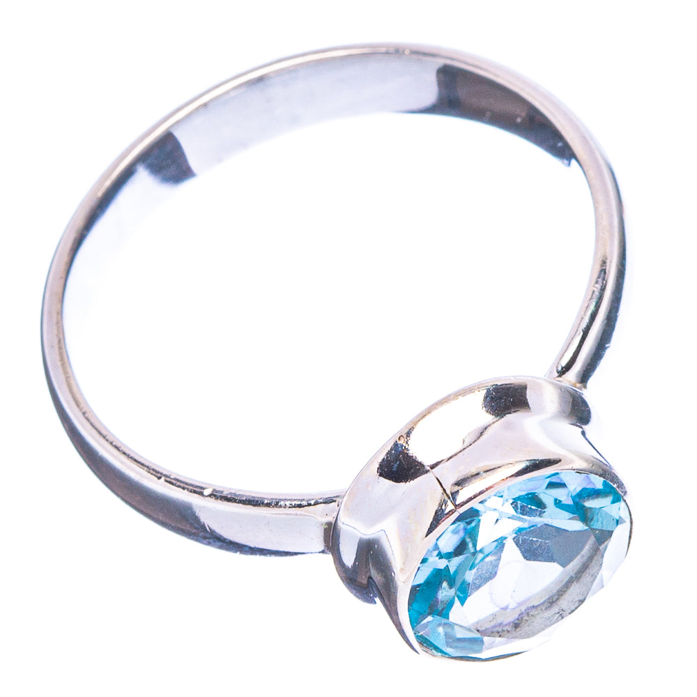 Faceted Blue Topaz Ring Size 7.5 (.925 Sterling Silver)