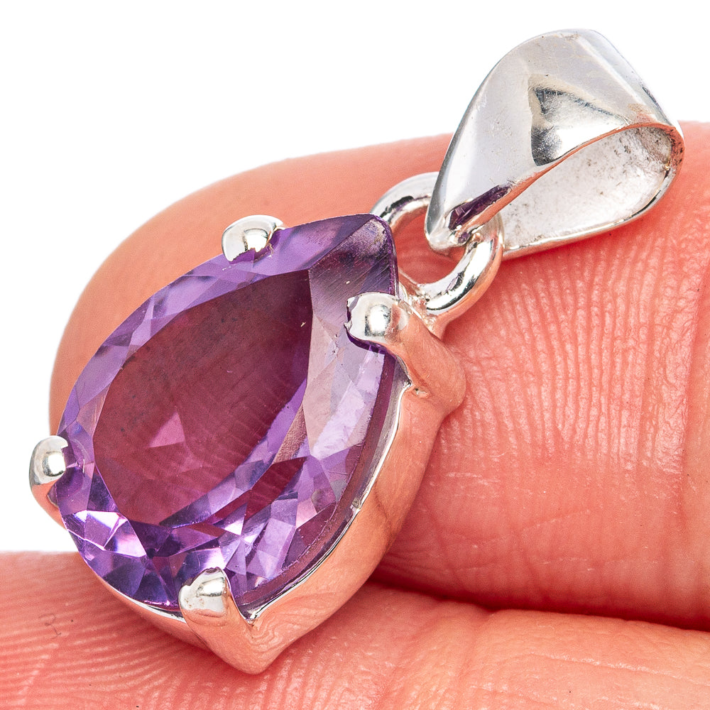 Value Faceted Amethyst Pendant 7/8" (925 Sterling Silver) P42034