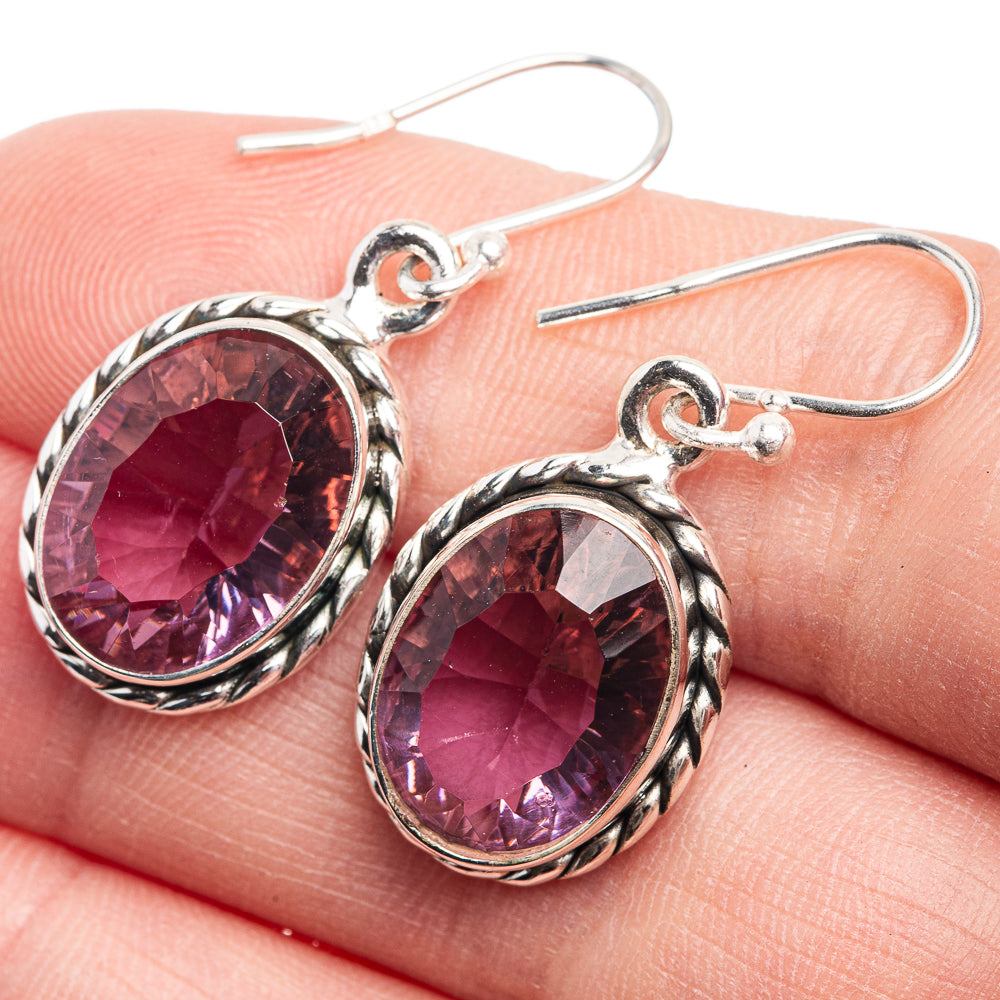 Faceted Color Change Alexandrite (Lab.) Earrings 1 3/8" (925 Sterling Silver) E432436
