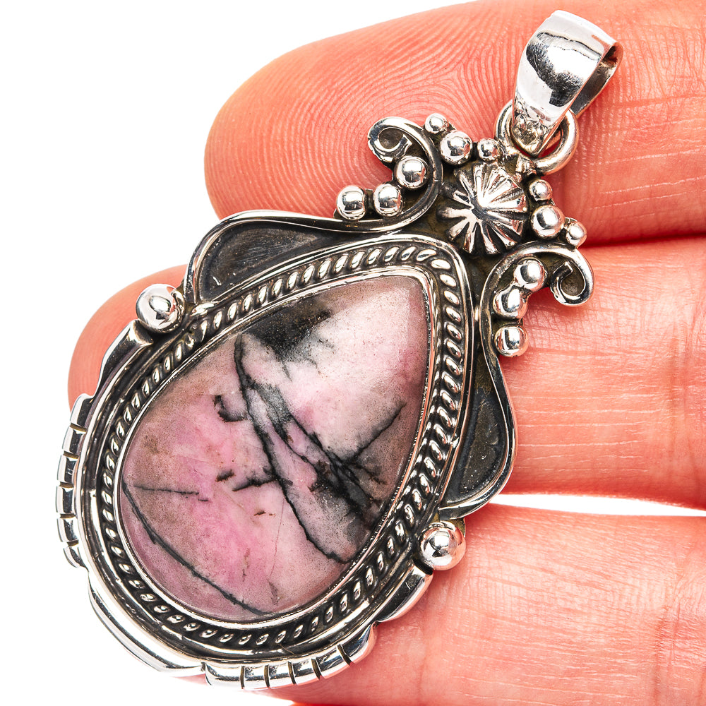 Premium Rhodonite Pendant 2" (.925 Sterling Silver)
