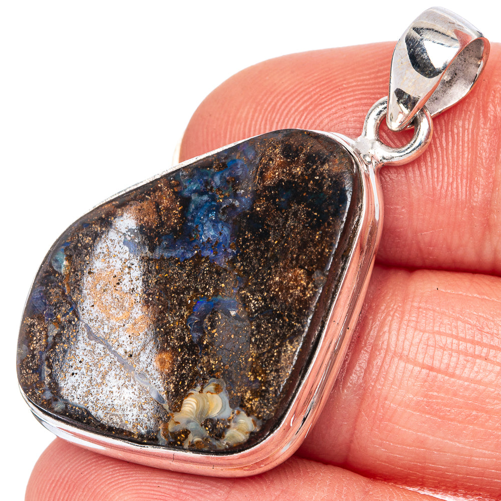 Rare Boulder Opal Pendant 1 5/8" (925 Sterling Silver) P41387